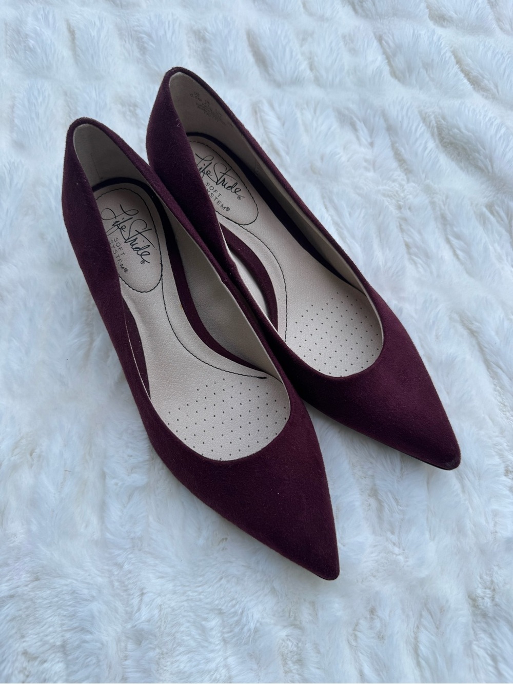 Life Stride Pointed Toe Flats in Wine